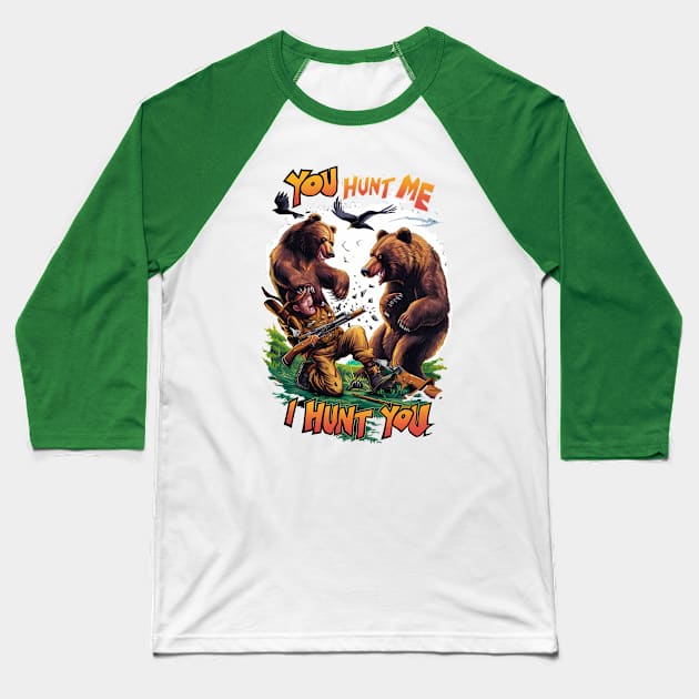 Funny Hunting TEE Shirt Bears Battle for Rifle Baseball T-Shirt by coollooks